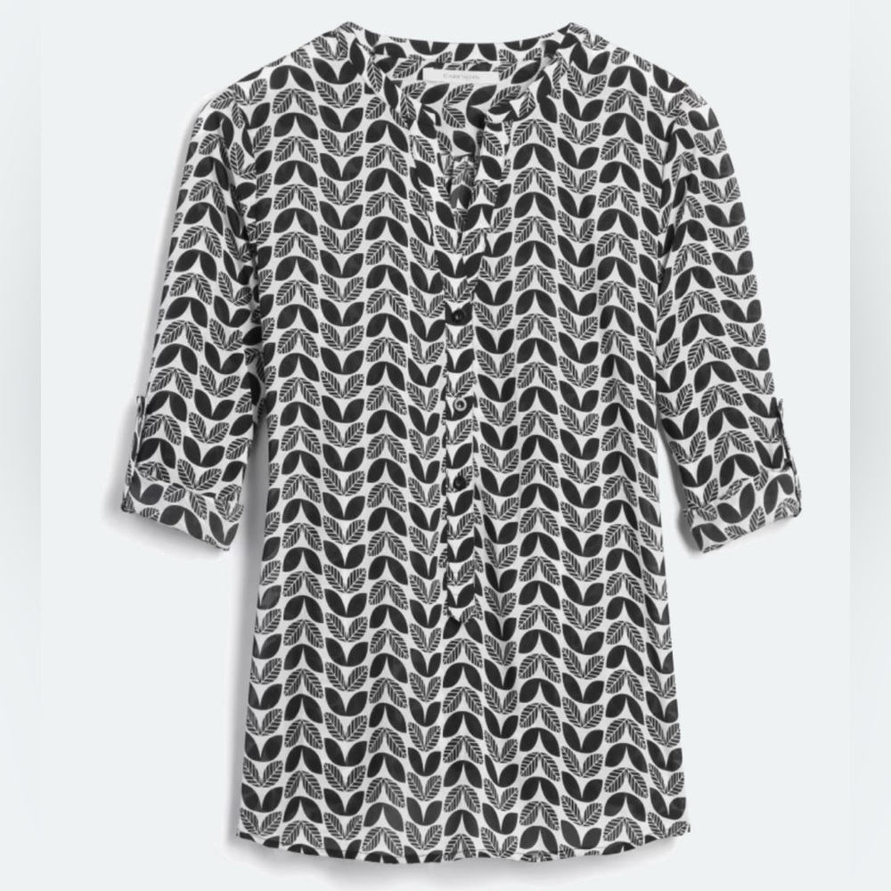 41 Hawthorn Black and White Montreal Henley Women's Blouse